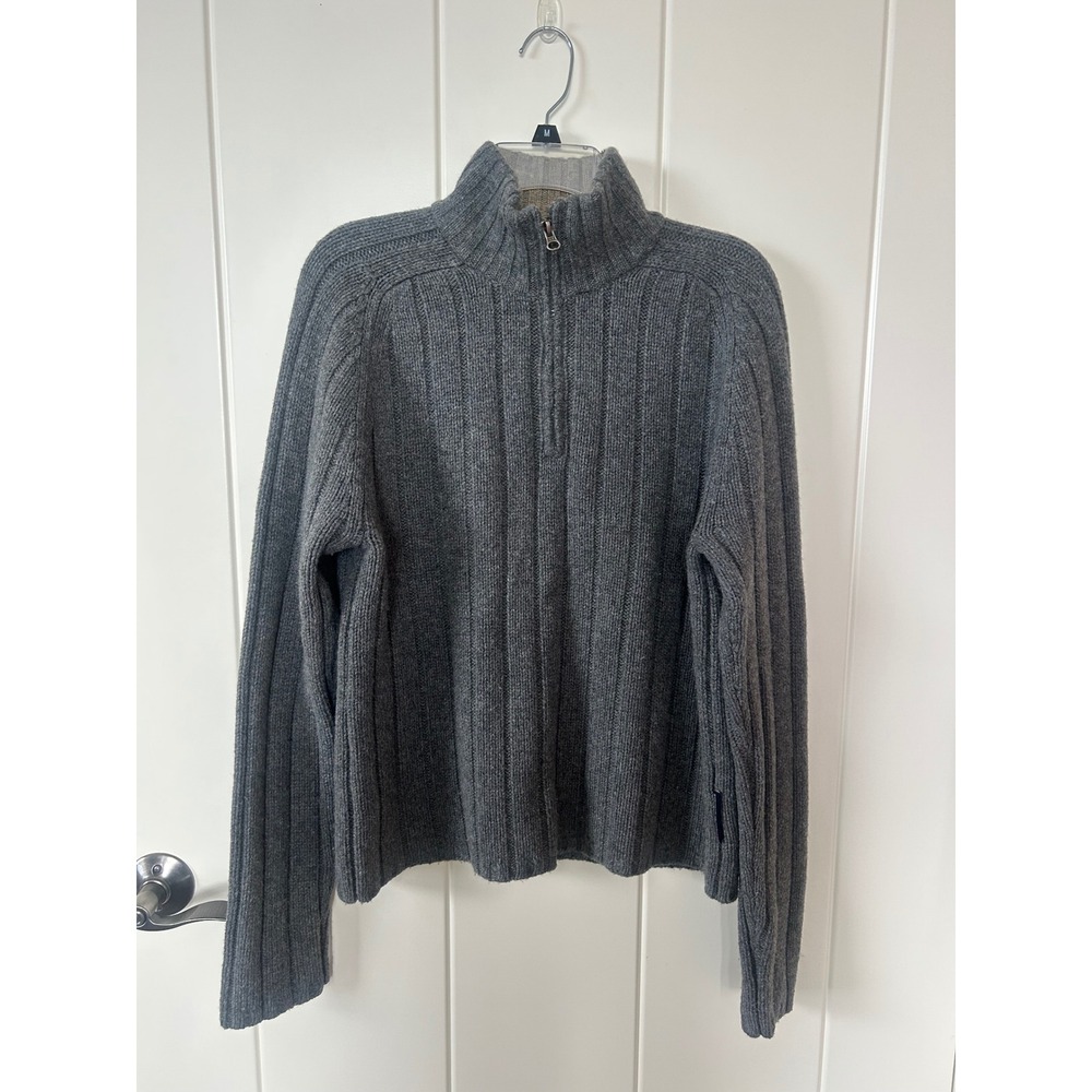 Vintage Abercrombie & Fitch Men's Wool Blend Gray Quarter Zip Sweater Size M